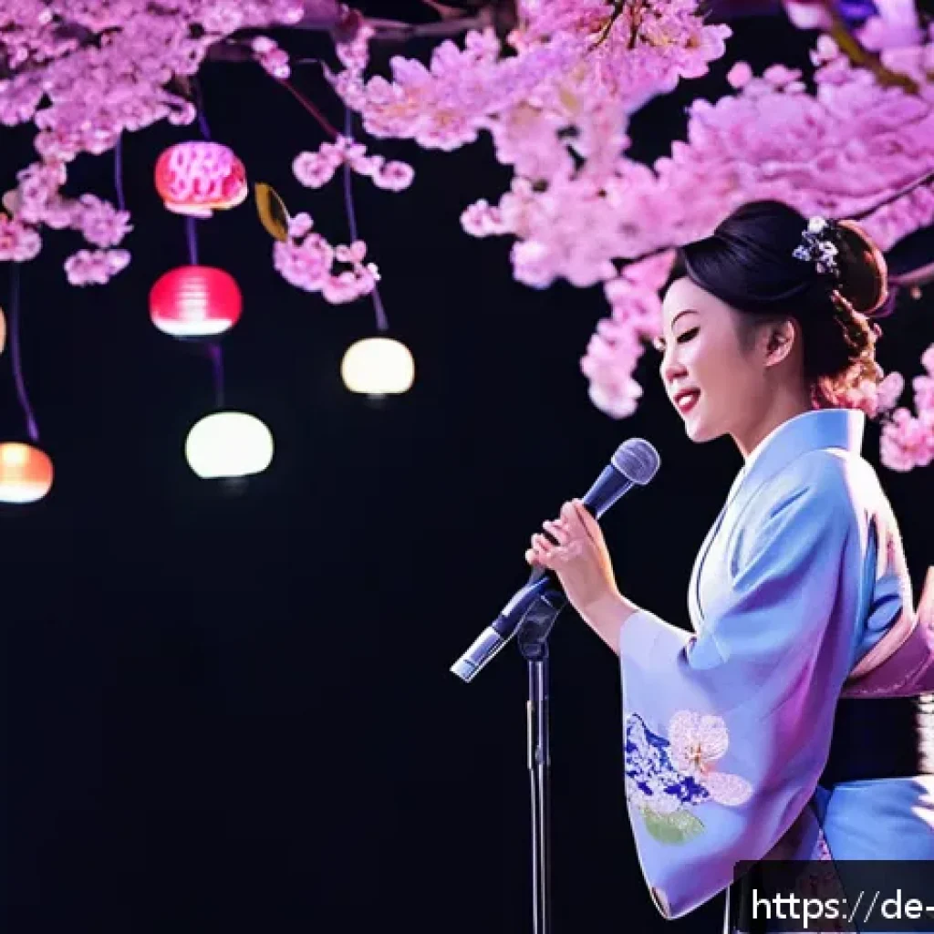 MISIA의 보컬과 일본 소울 음악의 매력 - A dynamic concert scene capturing a Japanese female soul singer on stage, dressed in elegant modern ...